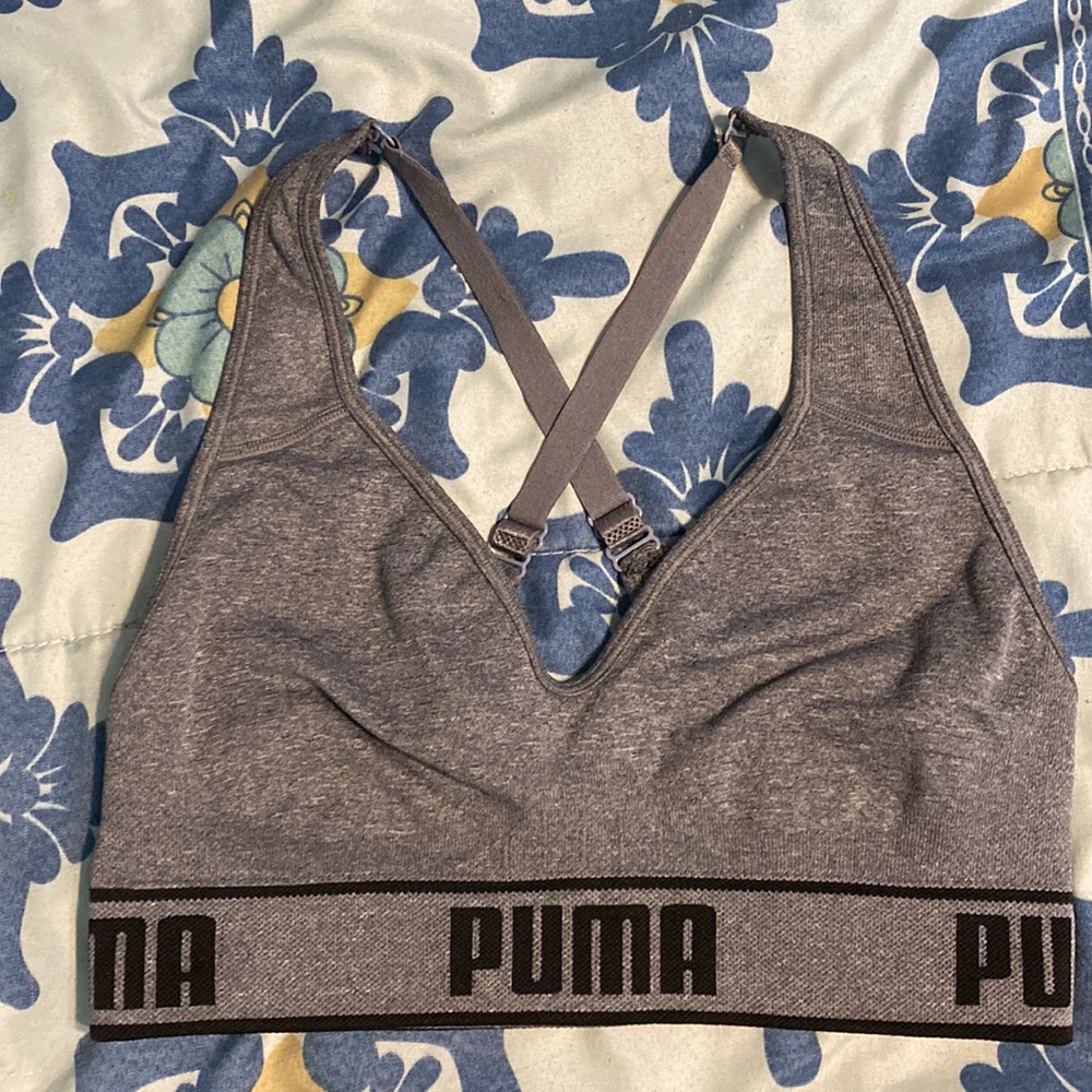 Puma Sports Bra Small Gray Black